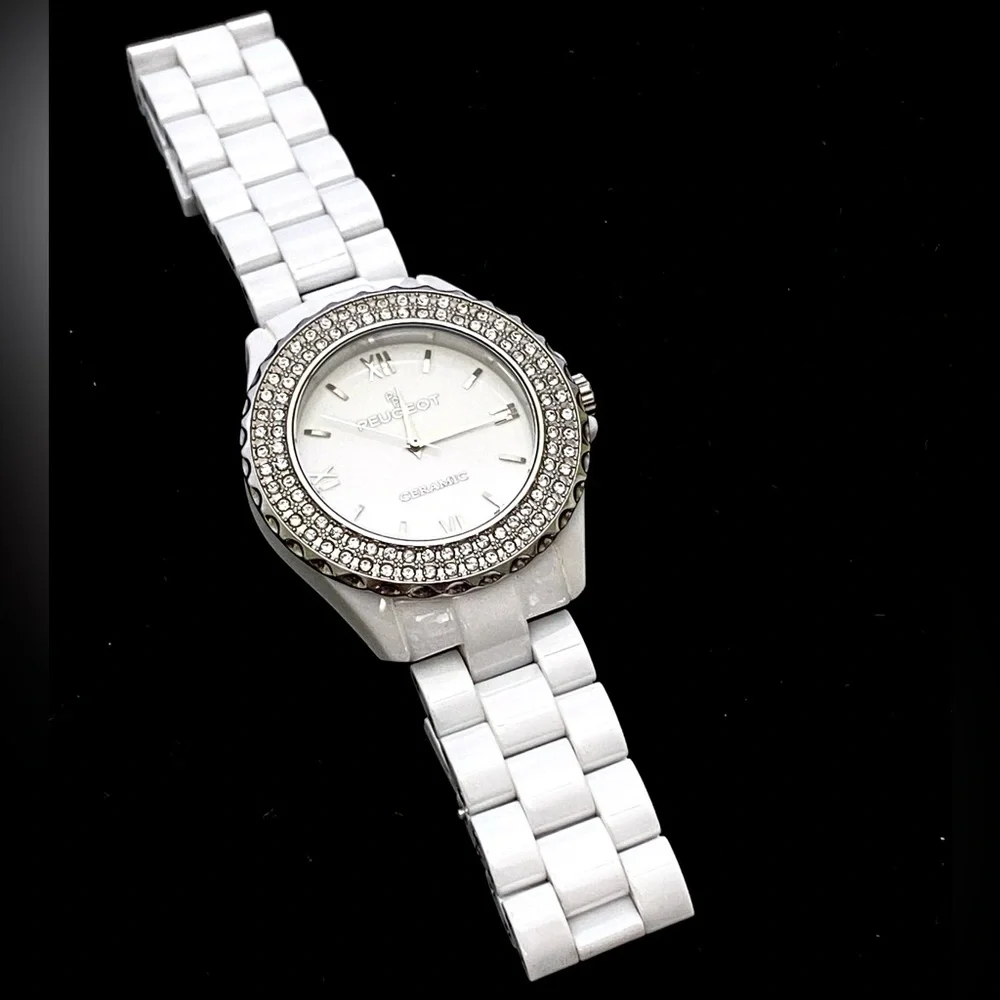 Peugeot Women's White Ceramic Crystal Wrist Watch 36mm